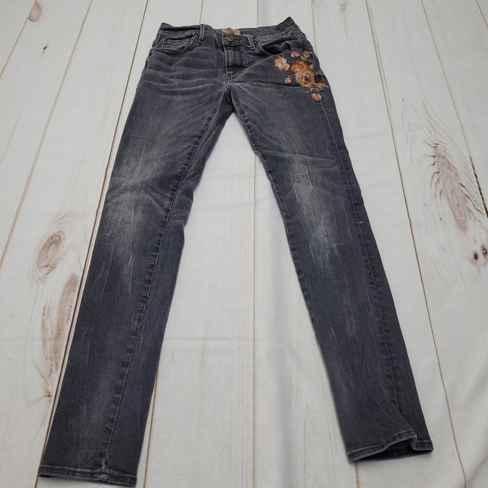 Women’s Gray Embroidered Slim Jeans